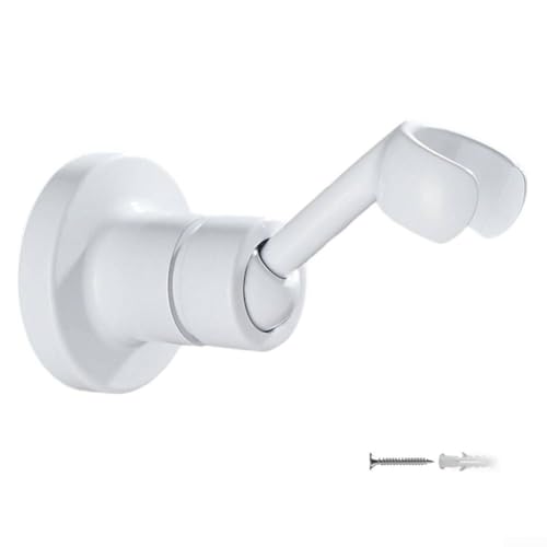 Besshepplo 1 soporte para cabezal de ducha de ángulo ajustable, soporte de pared para cabezal de ducha de baño con tornillo para baño (blanco)