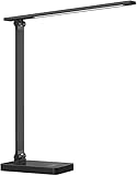  Lampara Led Escritorio Plegable, Flexo led escritor con 50 leds configurable 5 intensidades de iluminación y temporizador, Bajo consumo con cable USB [Negro]