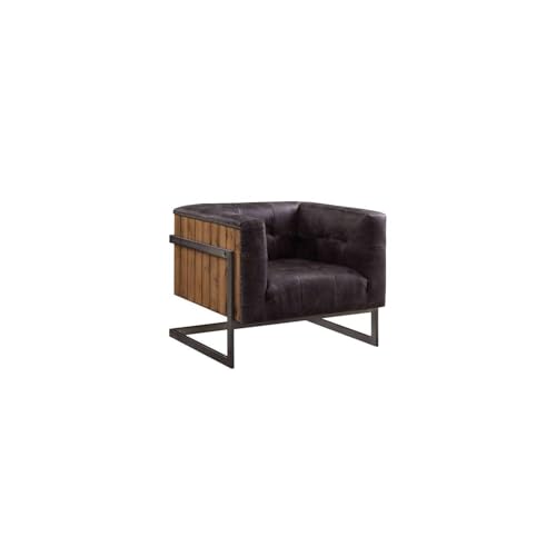 Sillón Cepillado Contemporáneo Cuero Oscuro