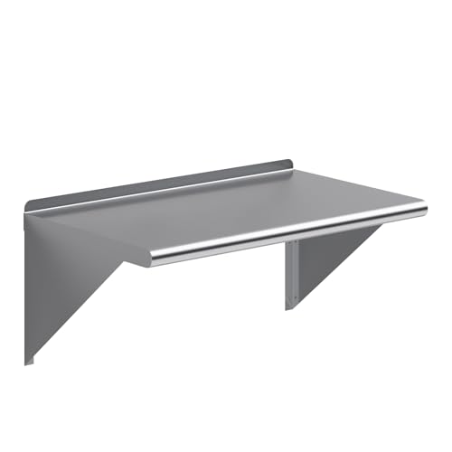 Image of AmGood 18 in. x 30 in. Stainless Steel Wall Shelf | NSF | Metal Shelving | Garage, Laundry, Storage, Utility Room | Restaurant, Commercial Kitchen