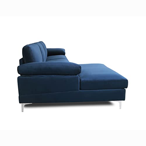 Lepfun Sectional Couch Sofa For Living Room, Modern Futon Sofa Chaise L-Shape With Arm-Pillows & Metal Legs,Left Hand Facing, Up To 5-Seat Capacity Sleeper Sofa (Velvet Navy Blue) #TOP6