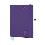 FEKSINO Agenda Semainier 2026   Format A5 21,3 x 14,6 cm   12 mois (janvier 2026 décembre 2026),1 semaine sur 2 pages,Couverture Souple en PU Cuir, Papier 100 g/m², Pourpre