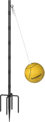 Garbuildman Tetherball Set with Ball & Rope for Outdoor Backyard, Adjustable Tether Ball Pole with 5-Prong Base & Rubber Sleeve for Playground, Outside Ball Games Sports for Kids, Adults