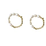 DATOA Anillos de perlas de imitación bohemios vintage ajustables y elásticos con cuentas de perlas, joyería apilable de moda, Metal, Sin piedra preciosa