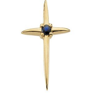 The Men's Jewelry Store (for HER) Sapphire and Diamond Star Cross 14k Yellow Gold Pendant