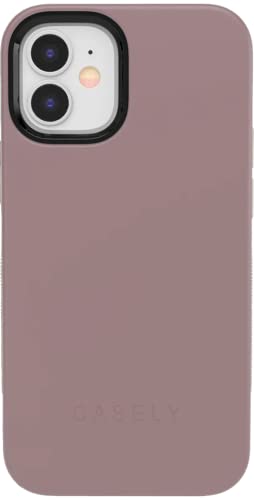 Casely iPhone 12/12 Pro Case | Purple Taupe on Nude | Ultra-Protective Case | Compatible with MagSafe