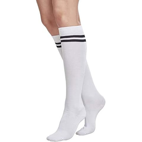 Urban Classics Damen Ladies College Socken Strümpfe Kniestr mpfe, White/Black, 36-39 EU Cover