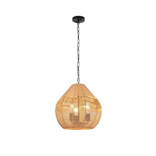 Lampe suspendue en rotin à 3 lumières pour salle à manger et salon