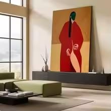 Tableau abstrait sur toile pour grand mur vide salon bohème chic