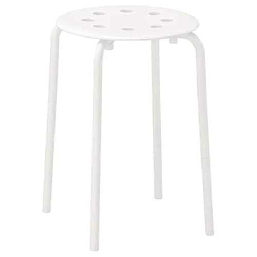 Ikea Tabouret Marius, blanc (diamètre d'assise : 0,320 m, largeur : 0,400 m, hauteur du siège : 0,450 m)