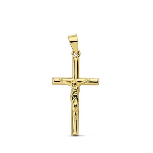Medalla de Cristo en la Cruz de Oro de 18 quilates 750 colgante amarillo
