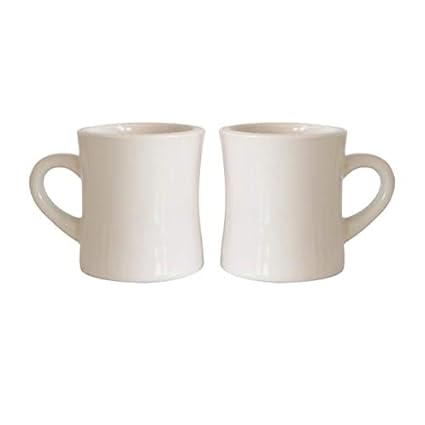 Serami Original 11oz Cream Diner Coffee Mug Set - Ceramic Mugs Great for Kitchen Set, Travel, and Hot Tea, Retro Waffle House Farmhouse Mug with Handle, Heavy Duty Coffee Cups (2 Pack)