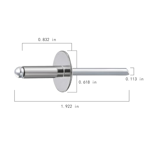 Image of Wensilon(100 pcs) 3 /16 * 3 /4 inch Large Cap Open End Stainless Steel Blind Rivets,5 * 20 Blind Rivet