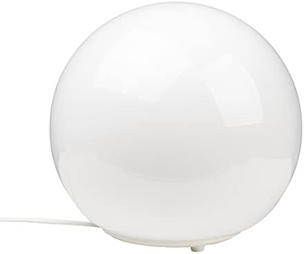 IKEA FADO ball-shaped table lamp made from hand blown glass, 25 cm diameter, Glass, White, 28 x 27 x 28 cm