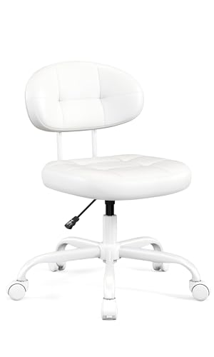 Misolant Small Office Chair, Armless Desk Chair with back, Cute Vanity Chair with wheels and Lumbar...