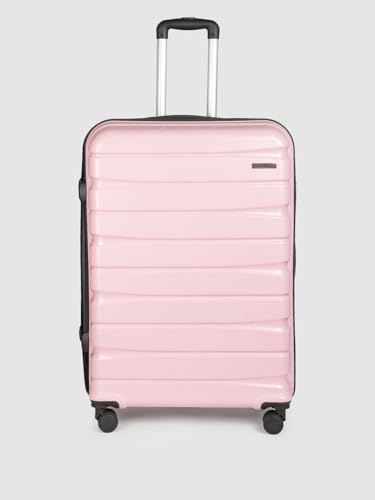 Image of Teakwood Unisex Trolley Bag for Travel, Hard Cabin Trolley Suitcase Bag, Numver Lock System 360 Degree 8 Rotating Wheels | Set of 3 (55, 65, 76 CM, Rose)