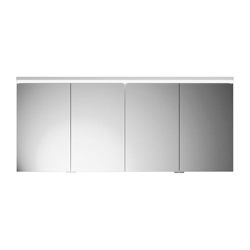 burgbad Lin20 Spiegelschrank LED-Beleuchtung inklusive LED-Waschtischbeleuchtung, 4 Türen, 1600x700x170mm, SPQL160F5375, Farbe: Weiß Matt
