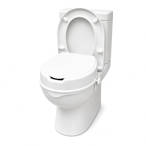 PLUS SANTE - Rehausseur WC Oasis 5,10,15 cm avec ou sans Couvercle, Installation sans Outils, Fixation Sécurisée, Charge Max 150 kg, Adaptable & Facile à...