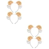 KESYOO 4 個 クロワッサンカチューシャ 羊の耳の衣装 羊の角のかぶと 子羊コスプレ耳 家畜のヘッドバンド 牛のヘッドバンド メイクアップヘアバンド 動物コスプレヘアフープ 布 Khaki