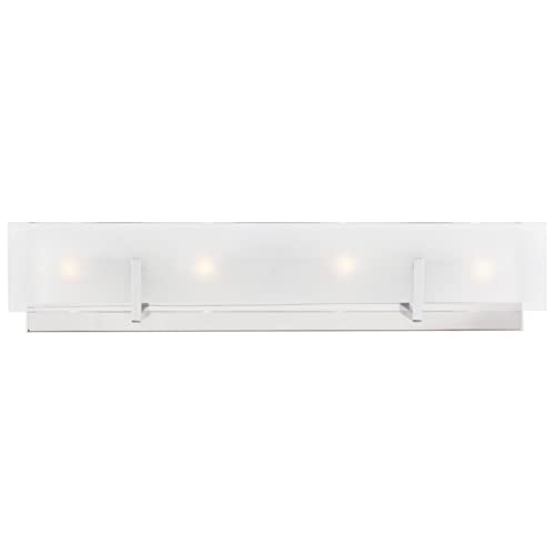Image of Generation Lighting 4-Light Syll Bath Fixture Wall Lamp (Chrome) 4430804-05 | Bathroom Light Fixture for Home Decor | Vanity Light Fixture Uses Candelabra E12 Standard or LED Light Bulbs