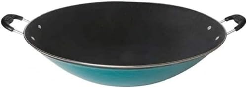 Wok de hierro sin revestimiento con mango ergonómico de madera 37 cm