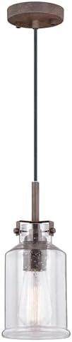 VAXCEL Milone Bronze Rustic Jar Mini Pendant Ceiling Light Clear Glass