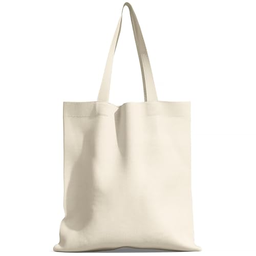 Vsagier Economy Cotton Natural Canvas Tote Bag for women, 15W x 16H inch, Natural Color, Reusable Lightweight Grocery Shopping Bag, Suitable For DIY, Events, Gifts, Advertisements(1 Pack)
