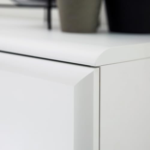 Lomadox Wohnwand TV-Wand weiß matt modern 3-teilig mit 1 Lowboard, 1 Vitrine, 1 Couchtisch, inkl. LED Beleuchtung – Bild 3