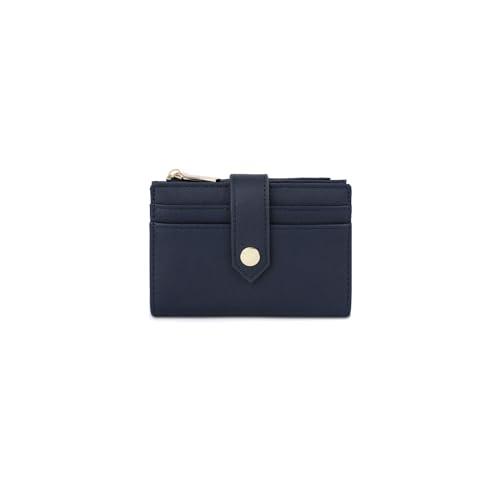 Porte-monnaie en cuir PU bleu et mini portefeuille court à 7 fentes cartes