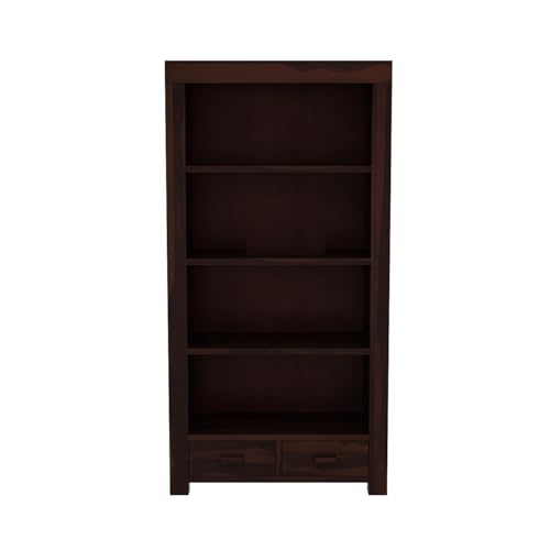 Image of Sheesham Wood Bookcase | Solid Wood Book Shelf for Home Library | Wooden Book Cabinet for Home & Office Living Room (Large, BBslf-Walnut6)