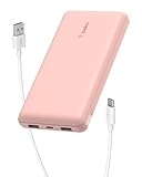 Belkin Portable Charger, USB-C Power Bank 10000 mAh w/ 1xUSB-C & 2xUSB-A Ports, 15W w/ Type-C to Type-A Cable - iPhone 17, Samsung Galaxy S25, Google Pixel 10, Nintendo Switch 2, etc. - Rose Gold