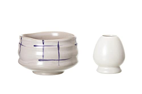 Chaqi Ceremonial Ceramic Matcha Bowl And Matcha Whisk Holder Set (井) #TOP25