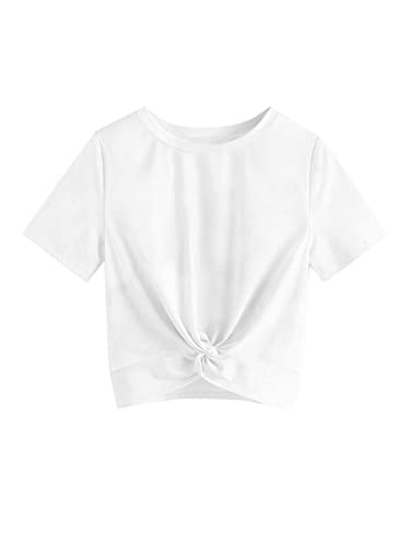 Image of Girls Shirts Casual Summer Twist Front Tunic Blouses Cute Tee Shirt Tops Size 5-14 Years