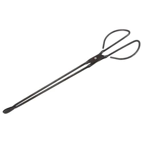 BAZEITFLOW Pince à Bois Acier Tête Plate Résistante Haute Température pour Cheminée Camping Barbecue Ramassage Charbon Briquettes Déchets