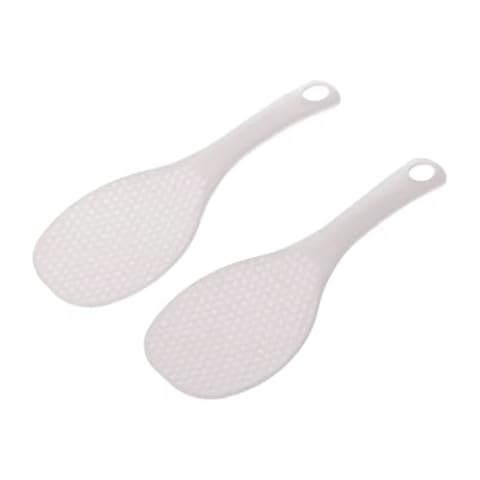 (2 pcs) White Plastic Meal Spoon,Kitchen Non Stick Rice Paddle Hand Roll Spoons for Mixing Sticky Sushi Rice Cover