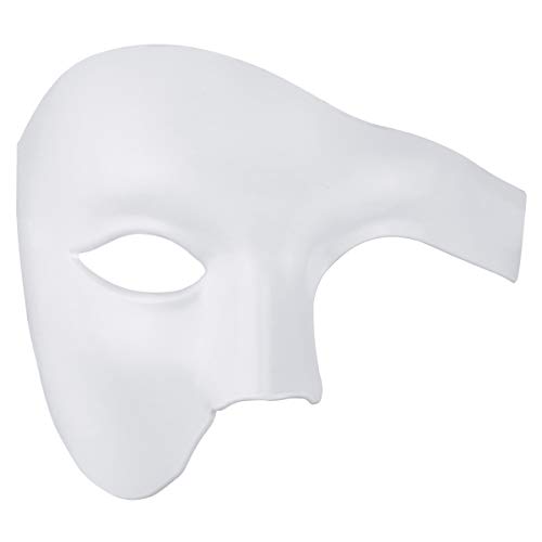Thmyo Half Face Mens Phantom Of The Opera Vintage Design Venetian Carnival Masquerade Mask (White)