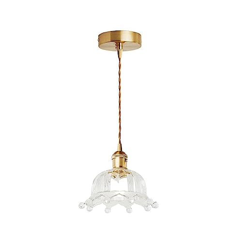 Nordisk Modern Pendel Enkelt Huvud Mässing Glas Ljuskrona Designer Stil Taklampa Postmodern Vitrine Fönster Droplight Kronblad Liten Pendent Lampa Kökskrona vision