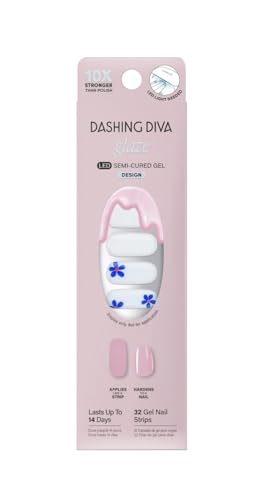 Dashing Diva Glaze Nail Strip Set - We're Just France - Long Lasting, Chip Resistant, Semi-Cured Gel Nail Strips - Summer Gel Set - 4-Piece Manicure Kit with 32 Strips
