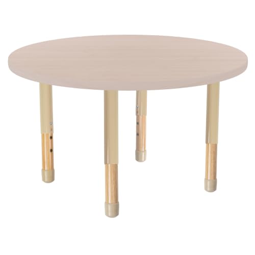 Image of 36 inch x 36 inch Round Kids Classroom Table with Adjustable Chunky Wood Legs