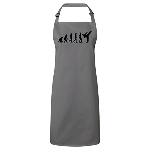 Tablier cuisine gris brodé karaté pour passionné arts martiaux