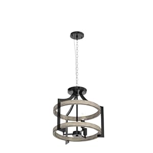 3 Light Rustic Farmhouse Pendant Hanging Light Adjustable Height Max 68in Convertible Vintage Semi Flush Mount Ceiling Light Fixture Black Metal Chandelier White Birch Wood Finish Kitchen Dining Room