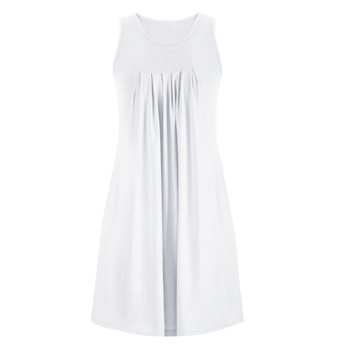 Girls Sleeveless 𝗡ightgowns with Pockets Summer Flowy Pleated Front 𝗡ightdress Crewneck Tank Dress 𝐒leepwear2