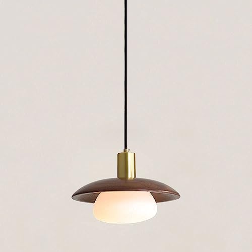 Lustre en bois de noyer anti-éblouissement, éclairage LED doux pour chambre et chevet