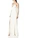 Dress the Population Women's Iris Spaghetti Strap Plunging Long Dress, Off White, X-Large