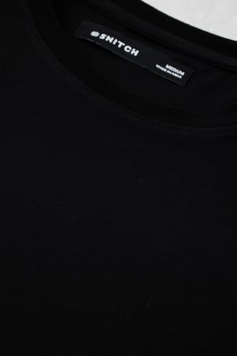 Image of SNITCH Men Slim Fit Cotton Lycra T-Shirt | Minimalist Pullover Short Sleeve Crew Neck Styling | Breathable Stretchable Soft Texture Casual Everyday Wear Plain Tee