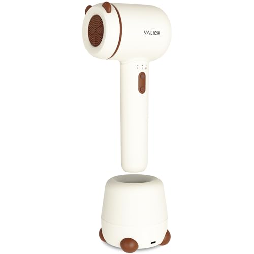 YALICE Cordless Hair Dryer for Baby and Kids Portable Travel Blow Dryer with Gentle Airflow & Low Heat Ionic Care for Infant 3 Speed Settings Mini Rechargeable Hair Dryer with Charging Base Khaki
