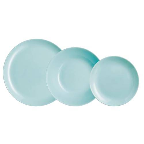 Luminarc Diwali Opal-Geschirrset, Türkis, 18-teilig, für 6 Personen,...