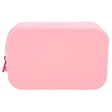 Angoily Neceser de Silicona Rosa sin Colgante 20X12X8 CM Bolsa de Viaje Grande para Maquillaje y Aseo Organizador Portátil Cremallera para Brochas y Cosméticos