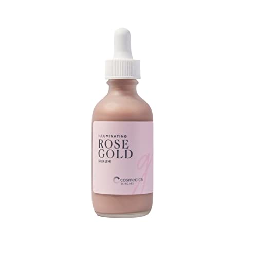 Illuminating Rose Gold Facial Serum Elixir With Hydrating Aloe And Hyaluronic Acid For A Light Highlighting Primer - Natural Makeup Or No Makeup Look With Dewy Finish (2 Oz.) #TOP1