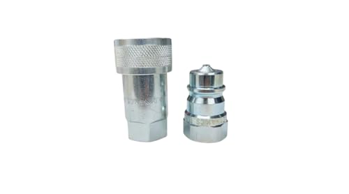 Image of 1 set of Hydraulic Quick Connect for Tractor, Size 1 /2 inch Thread 1 /2 inch NPT Ag ISO 5675 /ISO 7241-1 A Poppet Pioneer Style with Black Dust Cap included, .Dynamics. Brand